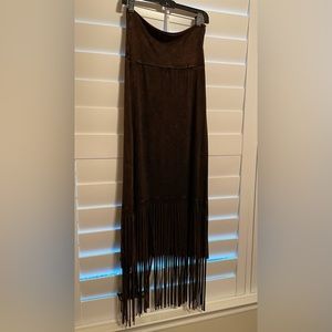 Deep brown fringe skirt